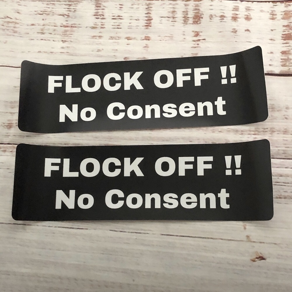 Black and White 'FLOCK OFF' Bumper Visor Sticker 10” Set of two